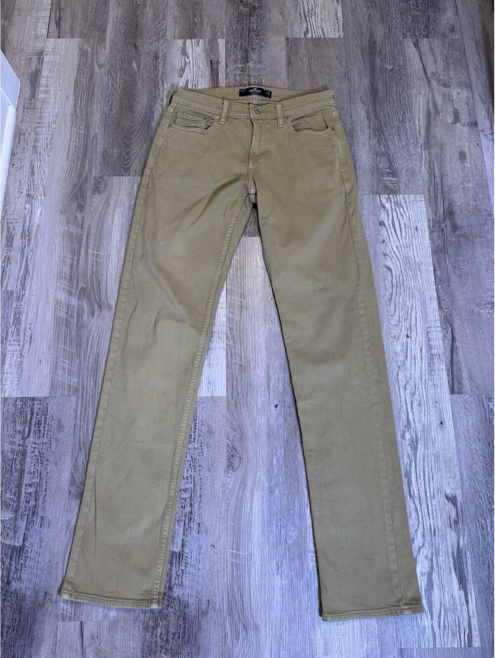 Hollister Epic Flex Slim Straight Jeans Mens Size 30x36 Khaki Tan Corduroy